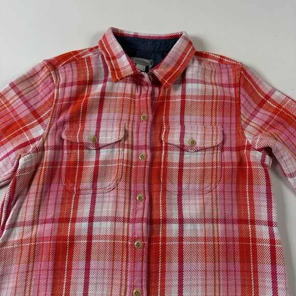 Outerknown Blanket Plaid Shirt Womens Flannel Long Sleeve Pink Orange XS/S - Picture 2 of 8